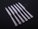 PAUL STORR: A set of six Hourglass pattern sterling silver dessert knives