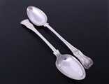 A pair of William IV King's pattern sterling silver basting spoons
