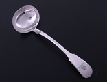 A Scottish Victorian fiddle pattern sterling silver sauce ladle