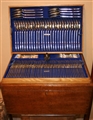 Magnificent and extensive Victorian canteen of fiddle and thread pattern flatware and cutlery