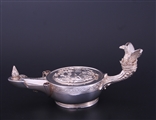 A rare and unusual 19th century French silver inkstand designed as a Roman lamp