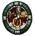 A Victorian leaded hand painted stained glass armorial panel