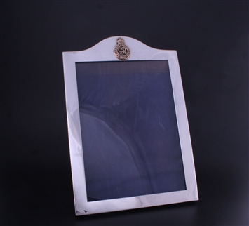 A George V sterling silver regimental photograph frame