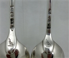 Pair of George III Antique Sterling Silver Hanoverian pattern table spoons. 1763
