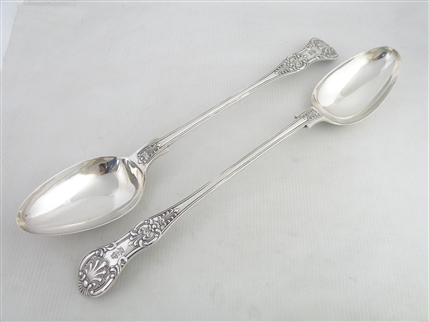 Pair of Huge Queen's Pattern Basting Spoons
