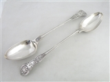 Pair of Huge Queen's Pattern Basting Spoons