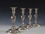 Set of four George II Candlesticks