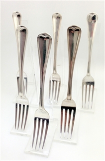 Antique George IV and Victorian Sterling Silver Assembled group of FIVE Old English Thread Pattern Dessert Forks 1827, 1838-42