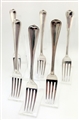 Antique George IV and Victorian Sterling Silver Assembled group of FIVE Old English Thread Pattern Dessert Forks 1827, 1838-42