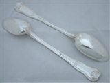 A pair crested Goerge III silver Kings hourglass stuffing spoons London 1805 Eley & Fearn