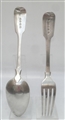 Antique Sterling hallmarked Silver Victorian Fiddle Pattern Dessert Spoon and Fork 1848