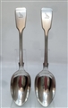 A Pair of Antique Victorian hallmarked Sterling Silver Victorian Fiddle Pattern Dessert Spoons 1855