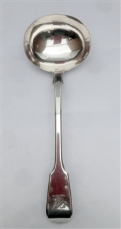 Antique hallmarked Sterling Silver Victorian Fiddle Patten Sauce Ladle 1852