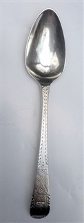Antique Sterling Silver George III Bright Cut Old English Pattern Tea Spoon 1792