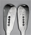 Antique Pair of Sterling Silver George III Fiddle Pattern Dessert Spoons 1818