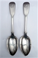 Antique Pair of Sterling Silver George III Fiddle Pattern Dessert Spoons 1818