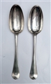 Antique Pair of Especially Good Sterling Silver George II Hanoverian Pattern Table Spoons 1744