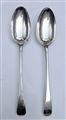 A Pair of Antique Sterling Silver George III Old English Pattern Table Spoons c.1780