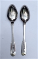A Pair of Antique hallmarked Sterling Silver George III Fiddle Pattern Tea Spoons 1792