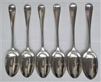 Six Antique hallmarked Sterling Silver Victorian Hanoverian Rat Tail Pattern Dessert Spoons 1897