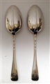 A Pair of Antique hallmarked Scottish Sterling Silver Hanoverian Rat Tail Pattern Dessert Spoons 1899