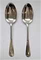 A Pair of Antique Scottish Sterling Silver Hanoverian Rat Tail Pattern Dessert Spoons 1899