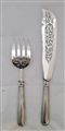 Antique Victorian Sterling Silver Old English Thread Pattern Pair of Fish Servers 1868