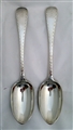 Antique Pair of Victorian Sterling Silver Hallmarked Old English wriggle edged Pattern Table Spoons 1862