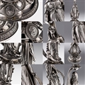 ANTIQUE 19thC VICTORIAN SOLID SILVER FIGURAL COMPORTS, HUNT & ROSKELL c.1874