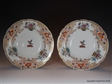 Pair Chamberlains Armorial Porcelain Worcester Plates HORROCKS Family Preston Cotton Martyrs