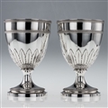 ANTIQUE 19thC PAIR OF GEORGIAN SOLID SILVER LARGE GOBLETS OF SCOTTISH INTEREST, RICHARD COOK c.1801