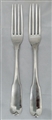 A Pair of George III Irish Antique Sterling Silver Hallmarked Fiddle Pattern Table Forks 1800