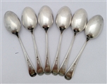 Six Sterling Silver Hallmarked George V Feather and Acanthus Pattern Demi-Tasse Coffee Spoons 1831