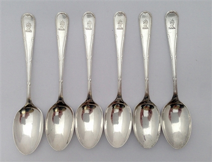 Six Sterling Silver Hallmarked George V Feather and Acanthus Pattern Demi-Tasse Coffee Spoons 1831