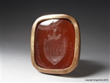 Superb Georgian Carnelian Fob Seal WILKINSON Crest family Coat Arms