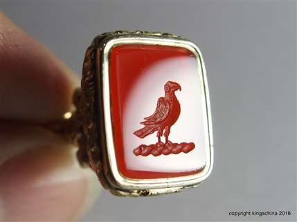 Gold Georgian Intaglio Fob Seal Family PARROT Crest Arms
