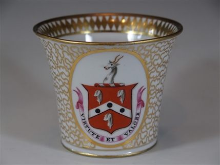 Chamberlains Worcester Armorial Porcelain Cup FEATHERSTON  FETHERSTON or FETHERSTONEHAUGH PERKINSON Family Coat Arms Crest