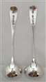 Pair Antique Victorian Silver Old English Pattern Salt Spoons 1877