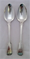 Pair of Antique Sterling Silver Fiddle and Thread Teaspoons  1809 and 11