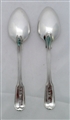 Pair of Antique Sterling Silver Fiddle and Thread Teaspoons  1809 and 11