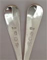 Antique Newcastle Sterling Silver George III Pair of Old English Pattern Table Spoons Circa 1800