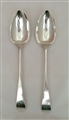 Antique Newcastle Sterling Silver George III Pair of Old English Pattern Table Spoons Circa 1800