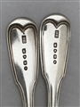 Antique Sterling Silver Victorian Pair of Fiddle and Thread Dessert Spoons 1853