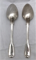 Antique Hallmarked Sterling Silver Victorian Pair of Fiddle and Thread Dessert Spoons 1853