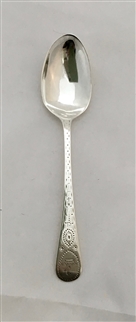 Antique Victorian Hallmarked sterling Scottish Silver bright-cut teaspoon 1881