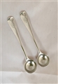 A pair of Antique Victorian Hallmarked Sterling Silver Hanoverian Rat Tail pattern salt spoons, 1883