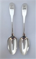 Pair Antique Irish Silver George III Silver Fiddle Pattern Tablespoons 1798