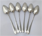 Set Hallmarked Antique Six Irish Silver George III Silver Pointed End Dessert Spoons  1785 & 86