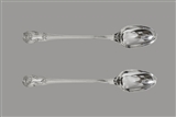 A pair of sterling silver King's Hourglass pattern basting spoons