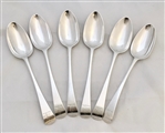 Antique Early George III Sterling Silver Set Six Old English Pattern Tablespoons 1774